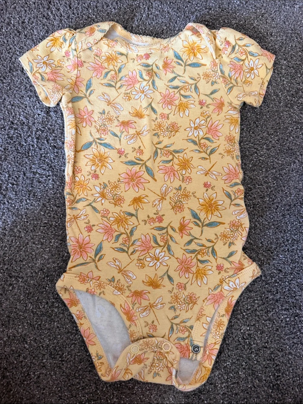 Carter's Yellow & Pink Floral and Stripe Baby One-Piece Pack